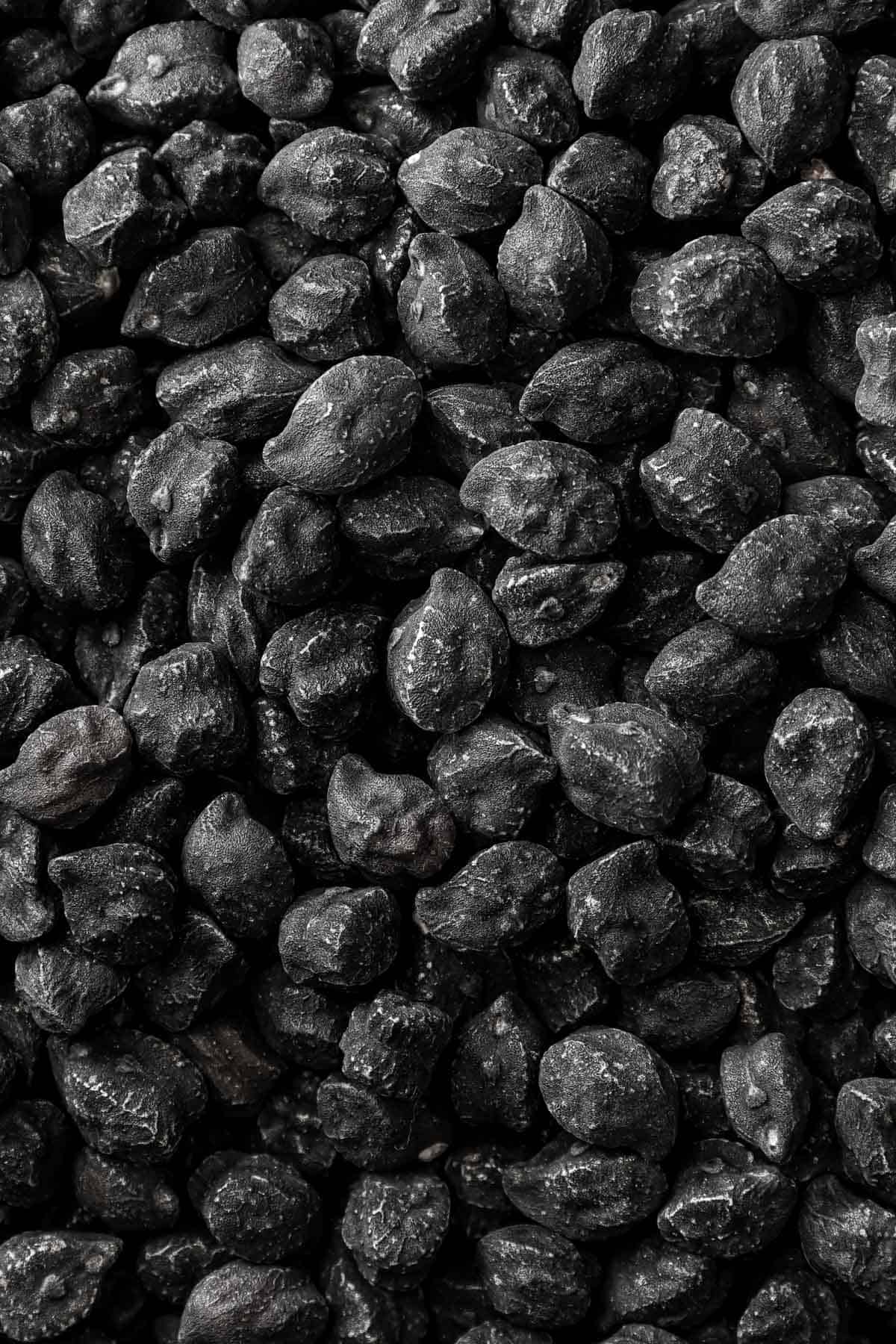 Italian black chickpeas close up.