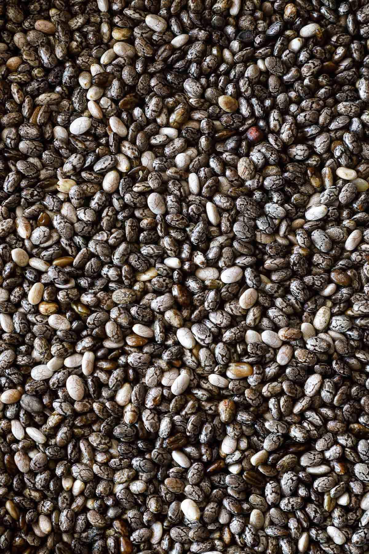 Macro shot of chia seeds.