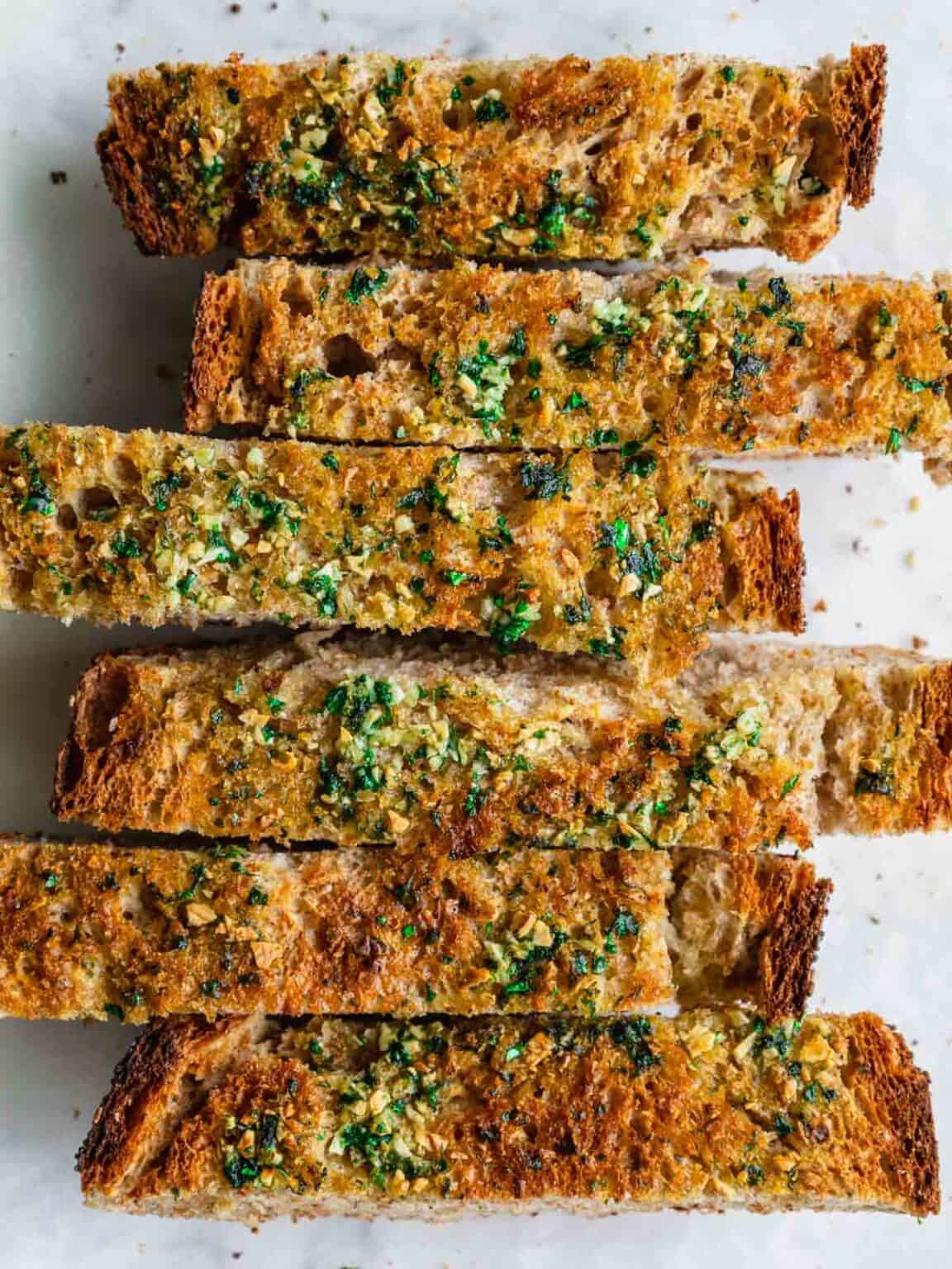 Healthy Olive Oil Garlic Bread (Whole Wheat, Without Butter) The